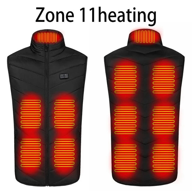Men USB Infrared 17 Heating Areas Vest Jacket Men Winter Electric Heated Vest Waistcoat for Sports Hiking Oversized 5XL